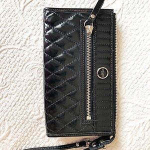Coach shiny black wristlet